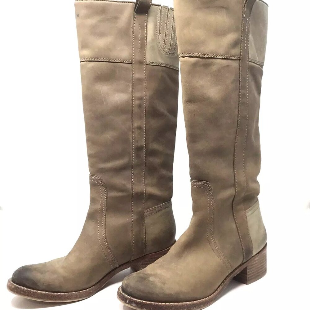 Halogen Saffron Brown Knee Hall Leather Riding Boots